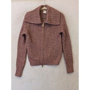 Joie Women's Size S Dusty Rose Pink Ribbed Full Zip Oversized Collar Sweater NWT